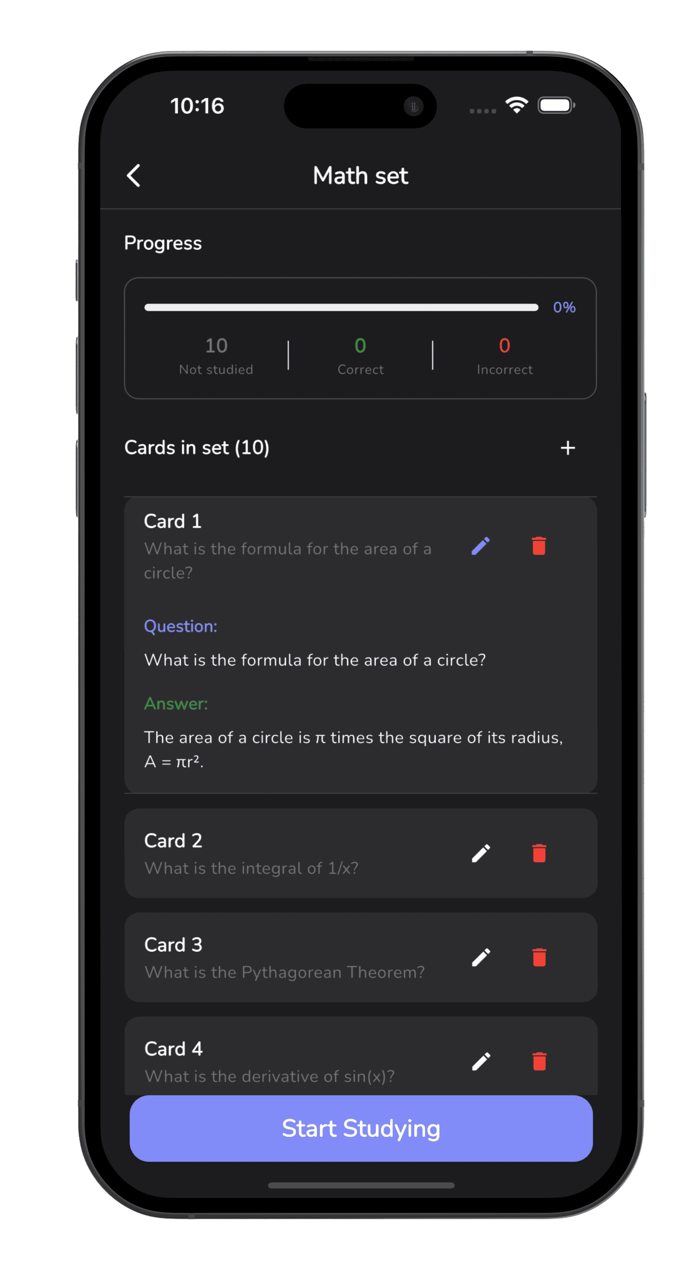 Knowkard app screenshot - AI flashcard interface 4